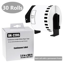 1 Roll 2.4″ x 100 ft DK-2205 Continuous Length White Paper Labels For Brother
