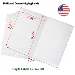 200 Round Corner 8.5×5.5 Blank Shipping Labels Half Sheet Self Adhesive Laser