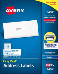 Easy Peel Printable Address Labels with Sure Feed, 1″ X 2-5/8″ Customizable Stic