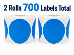 4″ Round Direct Thermal Labels Blue Zebra 1″ Core – (1) Roll, 350 Labels Total