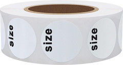 Hybsk White Blank Clothing Size Stickers 1 Inch round Adhesive Labels