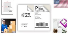 200 White Shipping Labels in Half Sheet Design – Perfect for All Printing Needs
