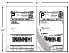 200 Paypal Shipping Postage Labels/ 2 Labels to Page 8.5×5.5 with Square Edges
