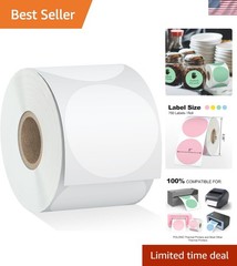 2″ 750 Labels White Circle Direct Thermal Stickers Labels Roll Compatible wit…