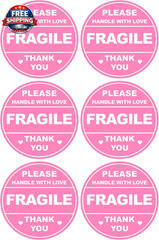 150PCS Pink Fragile Handle with Love Shipping Labels – 2 Inch Stickers