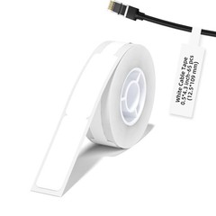 1 Roll 65 PCS D11 Cable Label Tape, White, 0.5×4.3, Laminated, Waterproof