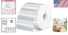 2×1 Holographic Thermal Printer Labels – Silver Glitter, Waterproof & Stylish