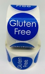 Blue Gluten Free Food Stickers | 1.5″ Round Self-Adhesive Label | 500 Labels