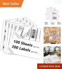 200 White Self-Adhesive Shipping Labels – Effortless Peel for Smooth Application
