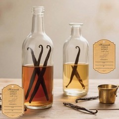 100 Pcs Kraft Homemade Vanilla Extract Stickers 2.2 * 1.5 Inch Vanilla Instru…