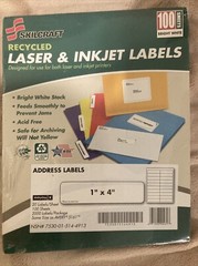 Skilcraft Address Labels 1″ x 4″ White 2000 Ct For Laser & Inkjet Recycled Paper
