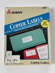 AVERY Copier Labels 1 3/8”x2 3/4” 5363 24 Labels / Sheet 100 Sheets 2400 Labels