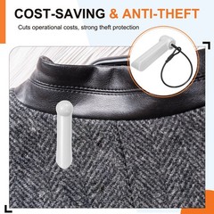 50Pcs Hard Tags AM 58kHz Tag 2.4″Length with Pins Lanyards, Light Gray