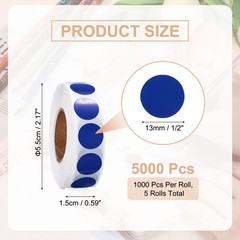 5000Pcs Colored Dots Stickers, 1/2″ Adhesive Round Polka Coding Labels Dark Blue