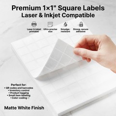 1″ X 1″ Matte White Printable Labels (500 Sheets, 31500 Stickers) Custom Stic…
