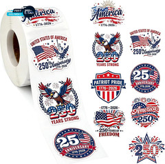 500 Pcs 4Th of July Stickers Roll 1.5 Inch Patriotic Adhesive Labels 1776-2026