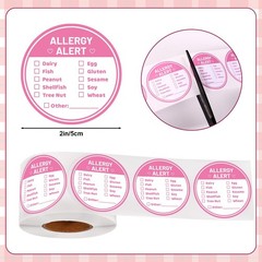 500pcs Allergy Alert Stickers, Circular Food Ingredient Allergy Stickers with…