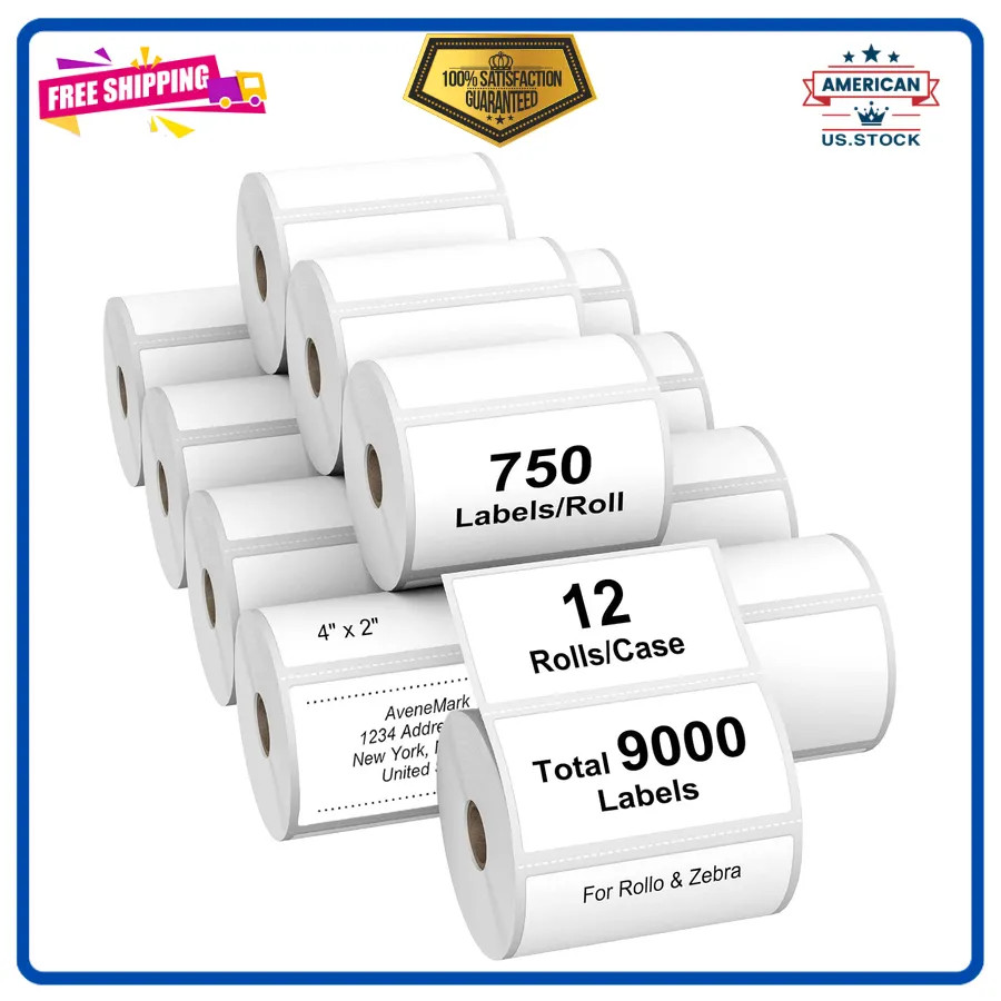 12 Rolls Direct Thermal Shipping Labels 4 x 2 Compatible With Rollo Zebra Pri…