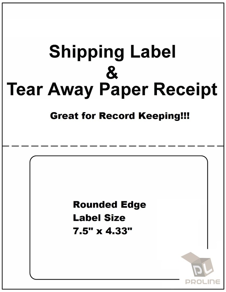 200 Adhesive Labels w/ Tear off Paper Receipt. Shipping Labels / Ebay and Paypal