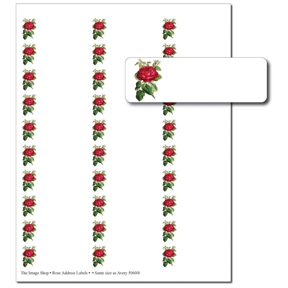 Red Rose With Leaves Blank Printable Address Labels – 150 Pack (oal985)