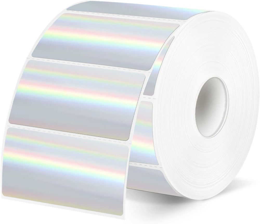2X1 Inch Holographic Thermal Labels, Silver Glitter Thermal Printer Stickers, Wa