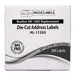 Non-OEM Fits BROTHER DK-1203 Labels – (20) Rolls of 300 + (2) REUSABLE FRAMES