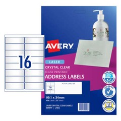 10 Sheets Avery Crystal Clear Address Durable Label 99X34Mm Size for Mailing