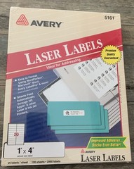 Avery® Address Labels for Laser Printers 5161®,1″ x 4″, 100 Sheets 2000 Labels.