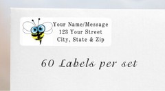 60 Personalized Return Address Labels 2/3″ x 1 3/4″ – Cute Bumble Bee Honeybee