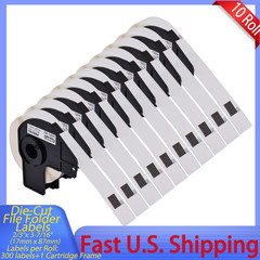 10Roll File Folder Labels 2/3″ x 3-7/16″DK-1203 for Brother,with Cartridge Frame