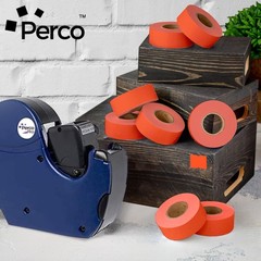 Perco 2 Line Fluorescent Red Labels – 32 Rolls, 4 Sleeves, 24,000 Blank Price…