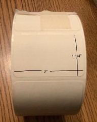 THERMAL TRANSFER LABEL, ROLL 1000, 2”x1 1/4, PERFORATED, 1” CORE, SELF-ADHESIVE