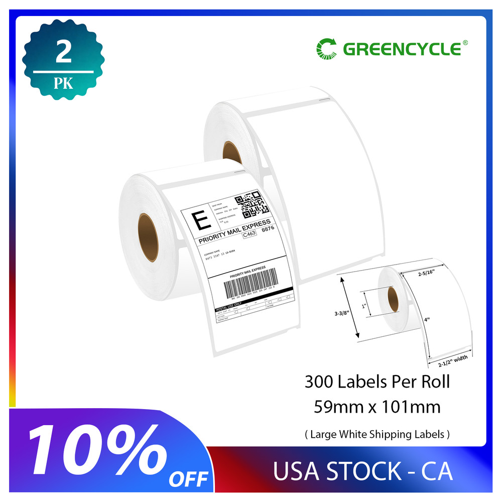 2PK Fit for 300 Large Shipping Labels for Dymo LabelWriter 450 Duo 2-5/16″ x 4″
