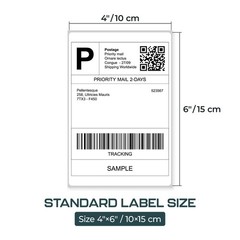 4×6 Direct Thermal Shipping Labels – 500/Roll – Compatible w/ Rollo, Zebra etc