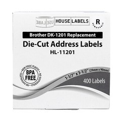 Non-OEM Fits BROTHER DK-1201 REMOVABLE Labels – (13) Rolls of 400 + (1) FRAME