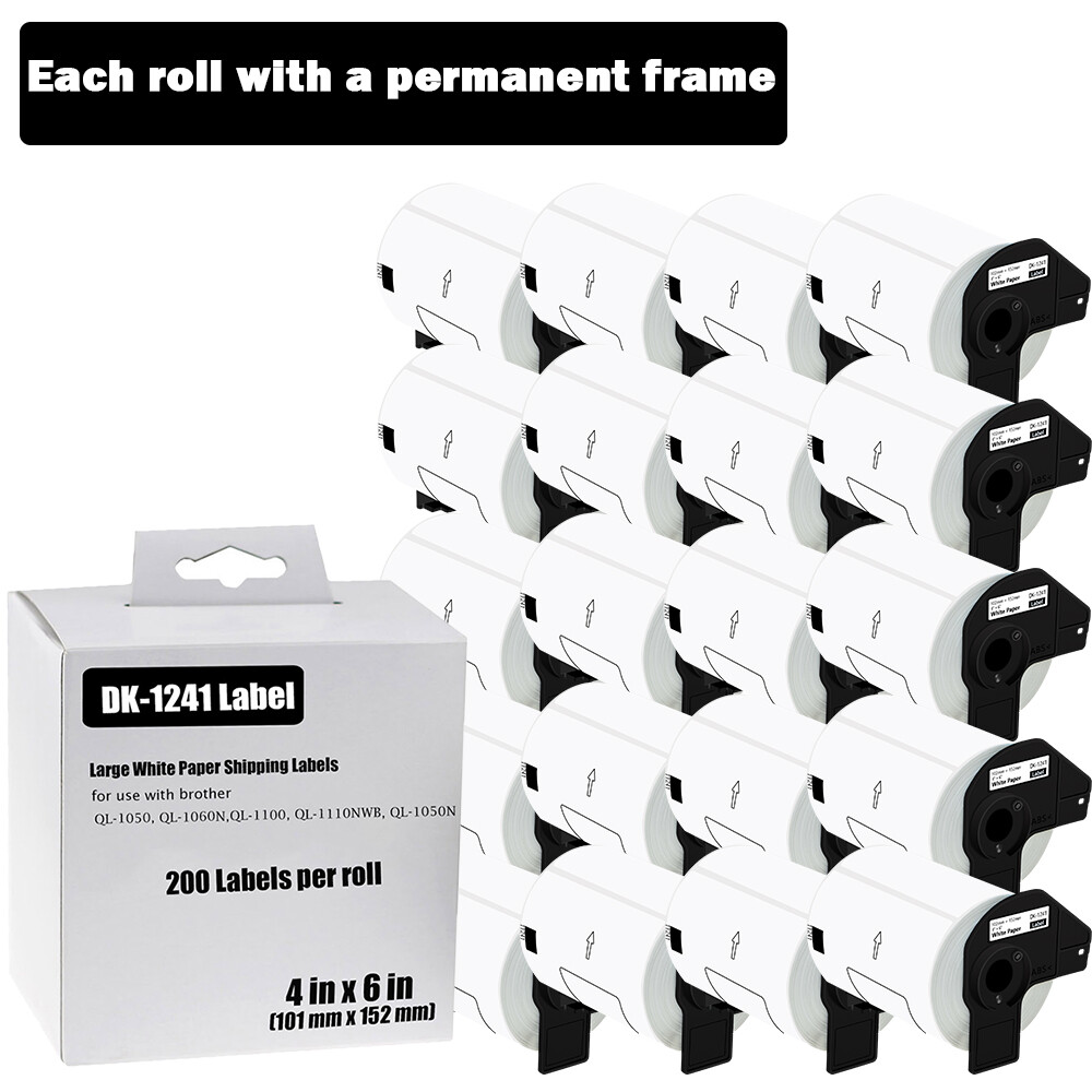 102mmx152mm 20 ROLLS Shipping Label 4″X6″ Compatible Brother QL-1050N DK-1241