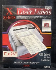 Xerox White Laser Labels 1″ x 2 5/8″ 9000 Labels 300 Sheets 30 labels Per Sheet