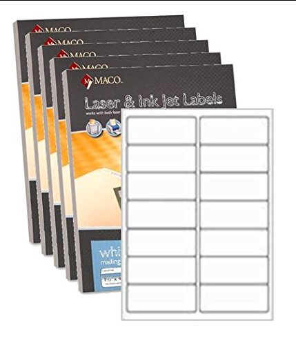 Maco ML-5000 White 1-1/2 x 1 inch Laser Inkjet All-Purpose Printer Labels 25000