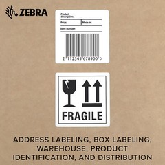 Zebra 3 x 3 in Direct Thermal Paper Labels Z-Perform 2000D Permanent Adhesive…