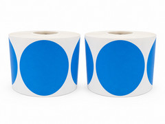 4″ Round Direct Thermal Labels Blue Zebra 1″ Core – (8) Rolls, 2800 Labels Total