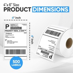 4″x6″ Direct Thermal Shipping Labels Roll, Perforated, 2000 Labels Total, Commer