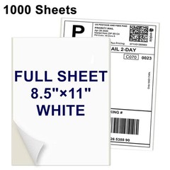 1000 Full Sheet 8.5×11 Shipping Label Self Adhesive Blank Paper for Laser Inkjet