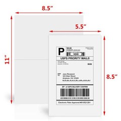 50-2000 Shipping Labels 8.5″ x 5.5″ Half Sheets Self Adhesive Blank 2 Per Sheet