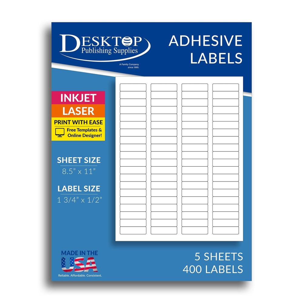 White Return Address Labels 1.75″ x 0.5″ – 400 Permanent Mailing Labels, Prin…