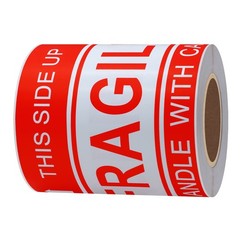 Hybsk This Side Up Fragile Stickers 4″*6″ Handle with Care 4×6 inch, Red