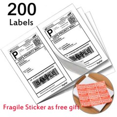 200 Premium 8.5×5.5 Half Sheet Shipping Blank Labels Self Adhesive 2 Per Sheet