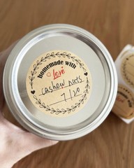 2″ Homemade with Love Stickers, 4 Different Wreath Designs, Kraft Jar Canning…
