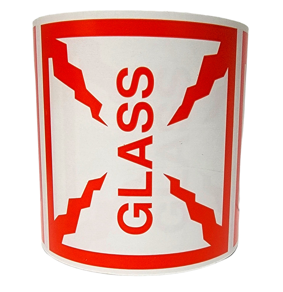 4×4 GLASS Fragile Warning Shipping Handling Stickers Labels per 4 rolls of 250