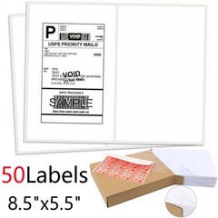 50 Shipping Labels 8.5″ X 5.5″ Half Sheets Rounded Corners 2 Label Per Sheet