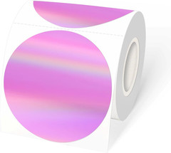 3″ Holographic Direct Thermal Label Stickers, round Printable Rainbow Glitter